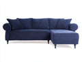 Canapé d'angle en tissu 265x165x82 cm - bleu foncé et noir - accoudoirs arrondis