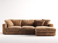 Canapé d'angle en tissu chenille marron 280x160x82 cm - Méridienne intégrée style moderne pour salon