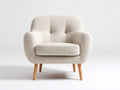 Fauteuil en tissu bouclé avec pieds en bois 85x80x82 cm - beige clair-bois naturel - salon style scandinave