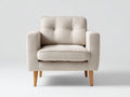 Fauteuil en tissu 82x78x82 cm - beige et bois naturel - dossier capitonné
