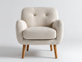 Fauteuil en tissu beige avec pieds en bois naturel 82x78x86 cm - Dossier capitonné style scandinave