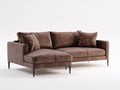 Canapé d'angle en tissu effet velours brun 260x160x85 cm pour salon style contemporain avec méridienne
