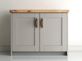 Buffet en bois 120x42x85 cm - gris sauge et bois naturel - 2 portes battantes