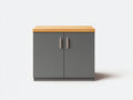 Buffet 90 x 40 x 85 cm panneaux effet bois 2 portes gris foncé plateau bois naturel pour salle à manger