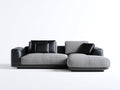 Canapé d'angle 280 x 165 x 78 cm tissu gris clair simili cuir noir méridienne pour salon