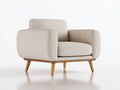 Fauteuil en tissu texturé beige 86x80x78 cm pour salon avec structure en bois style moderne naturel