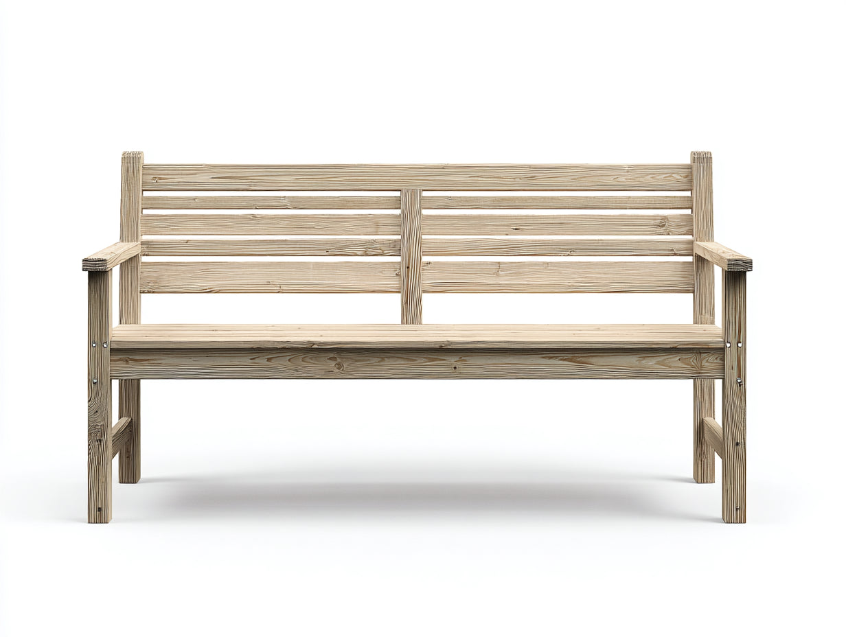 Banc de jardin en bois massif naturel 150x58x86 cm - Dossier à lattes horizontales style rustique