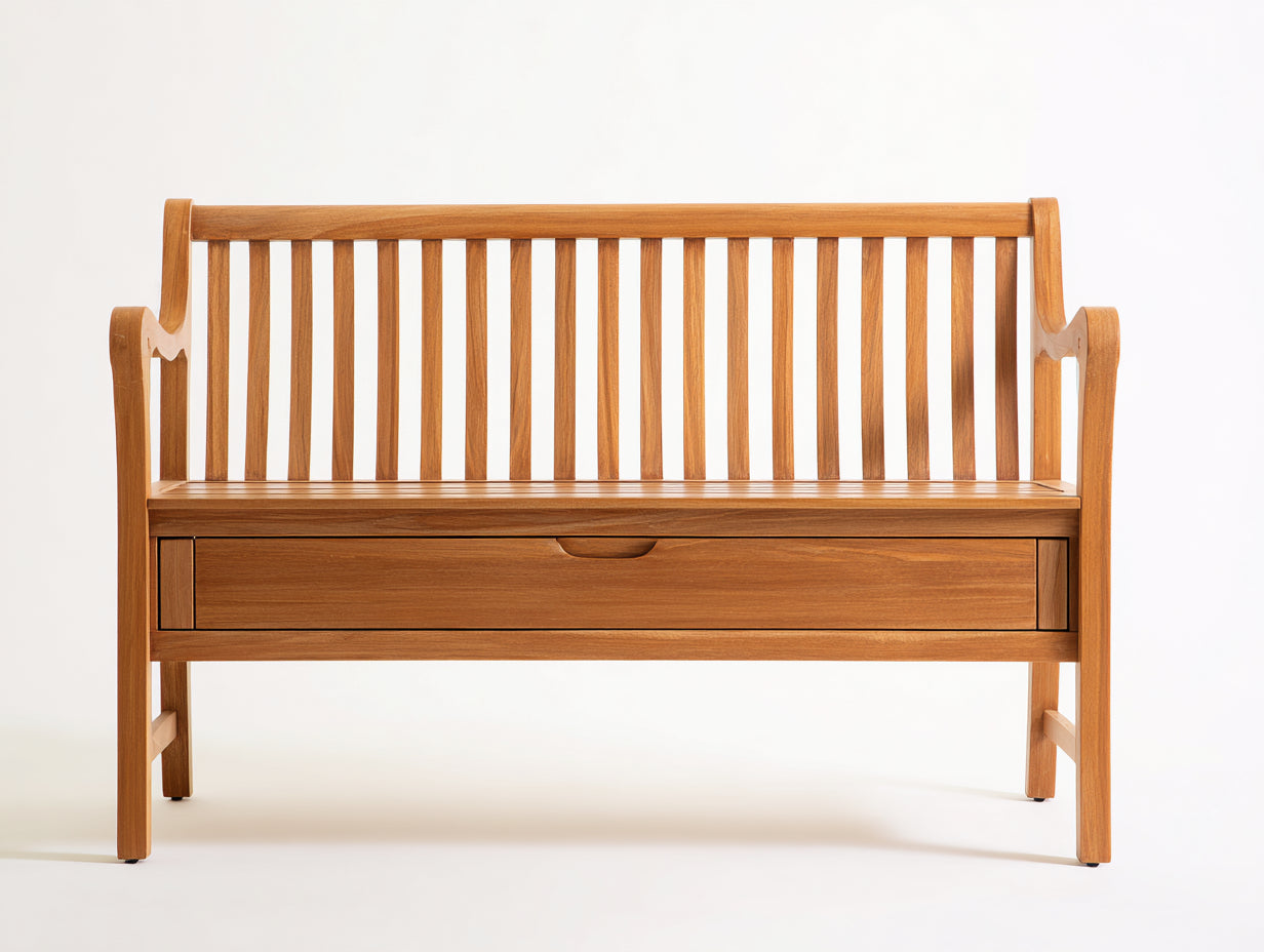 Banc de jardin en bois massif 150 x 58 x 90 cm - naturel - coffre de rangement intégré