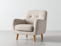 Fauteuil en tissu texturé beige 76x72x82 cm pour salon style rétro avec pieds en bois