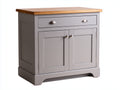 Buffet en bois 110x45x85 cm - gris clair et bois naturel - 2 portes et 1 tiroir