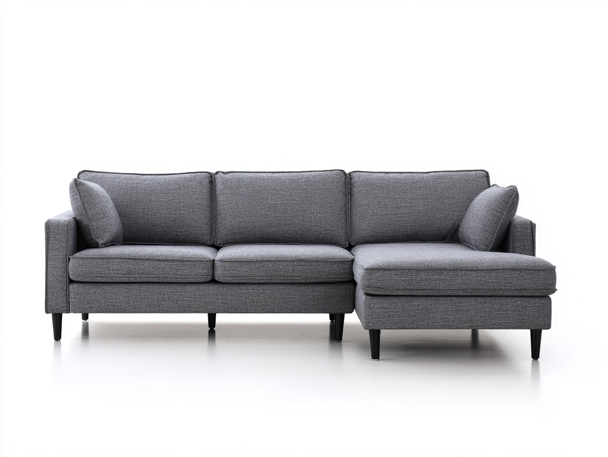 Canapé d'angle en tissu 260x160x82 cm - gris - salon style moderne