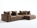 Canapé d'angle en tissu 300x180x76 cm - marron foncé - assise profonde