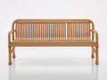 Banc de jardin 165 x 60 x 86 cm bois naturel dossier à lattes verticales accoudoirs arrondis pour extérieur