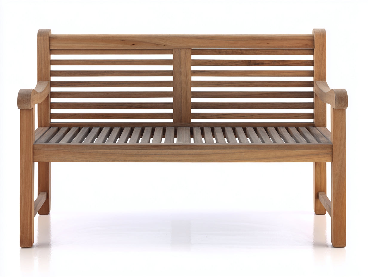 Banc de jardin en bois massif naturel 150x60x90 cm - Dossier à lattes style classique