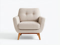 Fauteuil en tissu avec pieds en bois 83x78x82 cm - beige clair-bois naturel - salon style scandinave