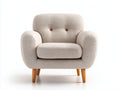 Fauteuil en tissu texturé 88x78x84 cm - beige et bois naturel - dossier capitonné
