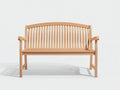 Banc de jardin en bois 150x60x86 cm - bois naturel - dossier incurvé à lattes