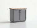 Buffet en bois MDF gris avec plateau bois naturel 90x45x85 cm - 2 portes style moderne