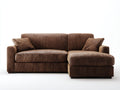 Canapé d'angle en tissu côtelé marron 230x150x84 cm - Méridienne intégrée style moderne pour salon