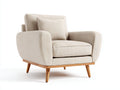 Fauteuil en tissu côtelé beige avec pieds en bois naturel 86x82x88 cm - Style scandinave pour salon