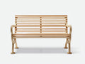 Banc de jardin 150 x 58 x 86 cm bois naturel assise à lattes accoudoirs courbés pour extérieur