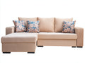 Canapé d'angle en tissu 250x160x82 cm - beige - méridienne intégrée