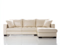 Canapé d'angle effet cuir 285x170x82 cm - beige et noir - méridienne intégrée
